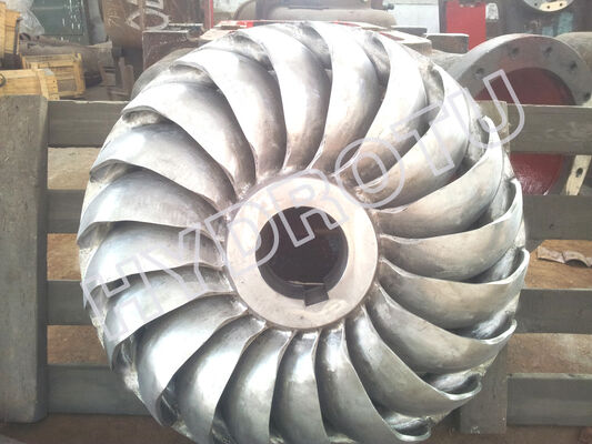 Turgo 水力タービン、定格出力 100KW ～ 2000KW、最大効率 88%、揚程 70m ～ 200m